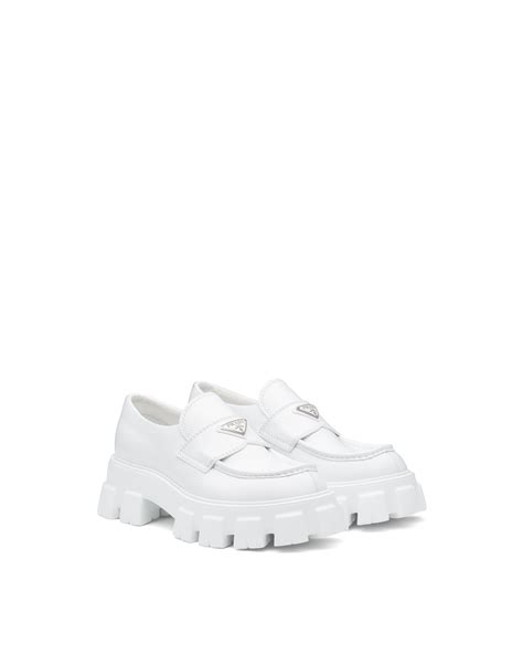 white prada platform loafers|prada driving loafers women's.